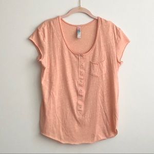 Free People Orange Button Down Top, Size XS